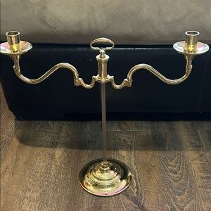 Vtg Baldwin Brass Double Serpentine Candelabra Candle Holder 15.75"H Adjustable